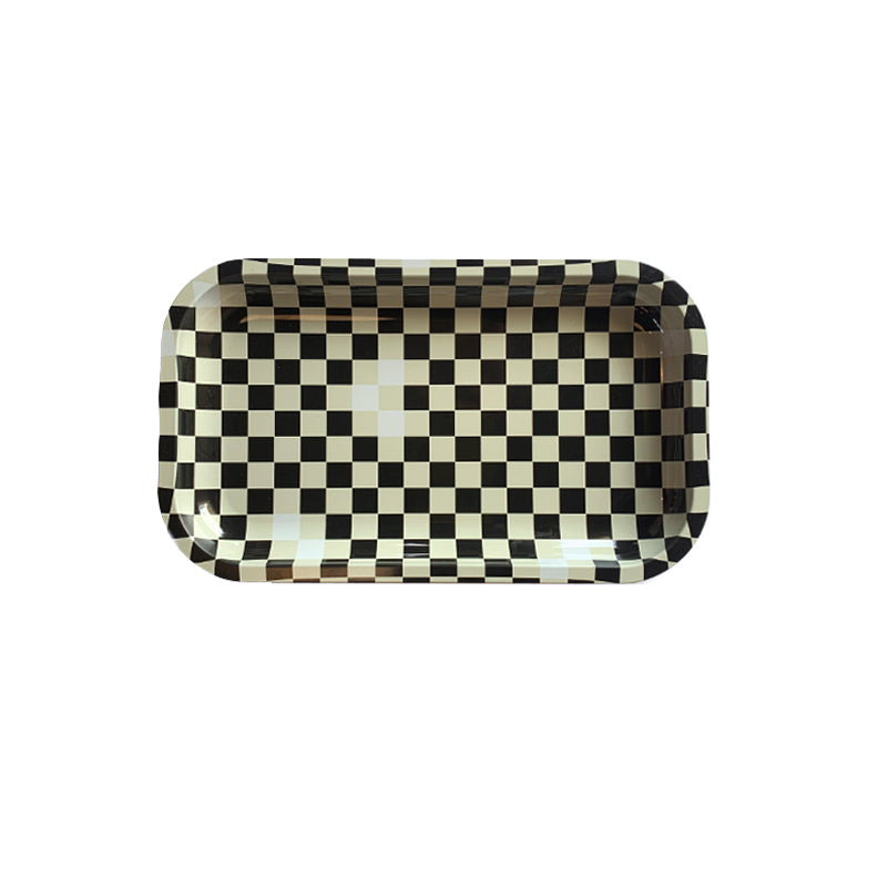 Black and White Checker Medium Tray Golden Gems