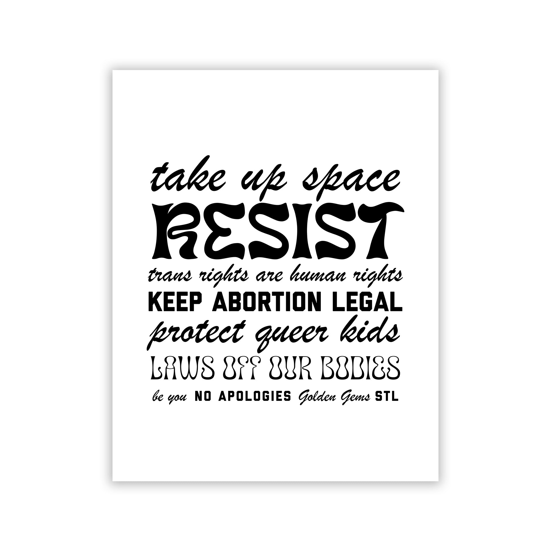Resist Mantra Print – Golden Gems