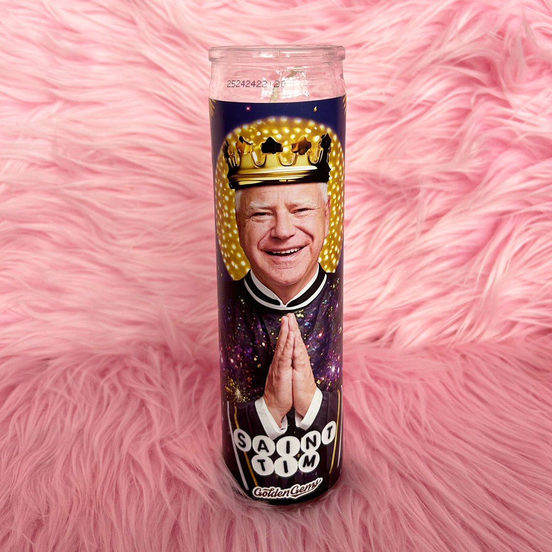 Saint Tim Prayer Candle Golden Gems